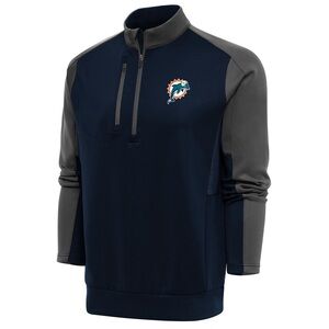 Antigua Miami Dolphins Quarter Zip Pullover Jacket Navy Gray Size XL NFL NWT